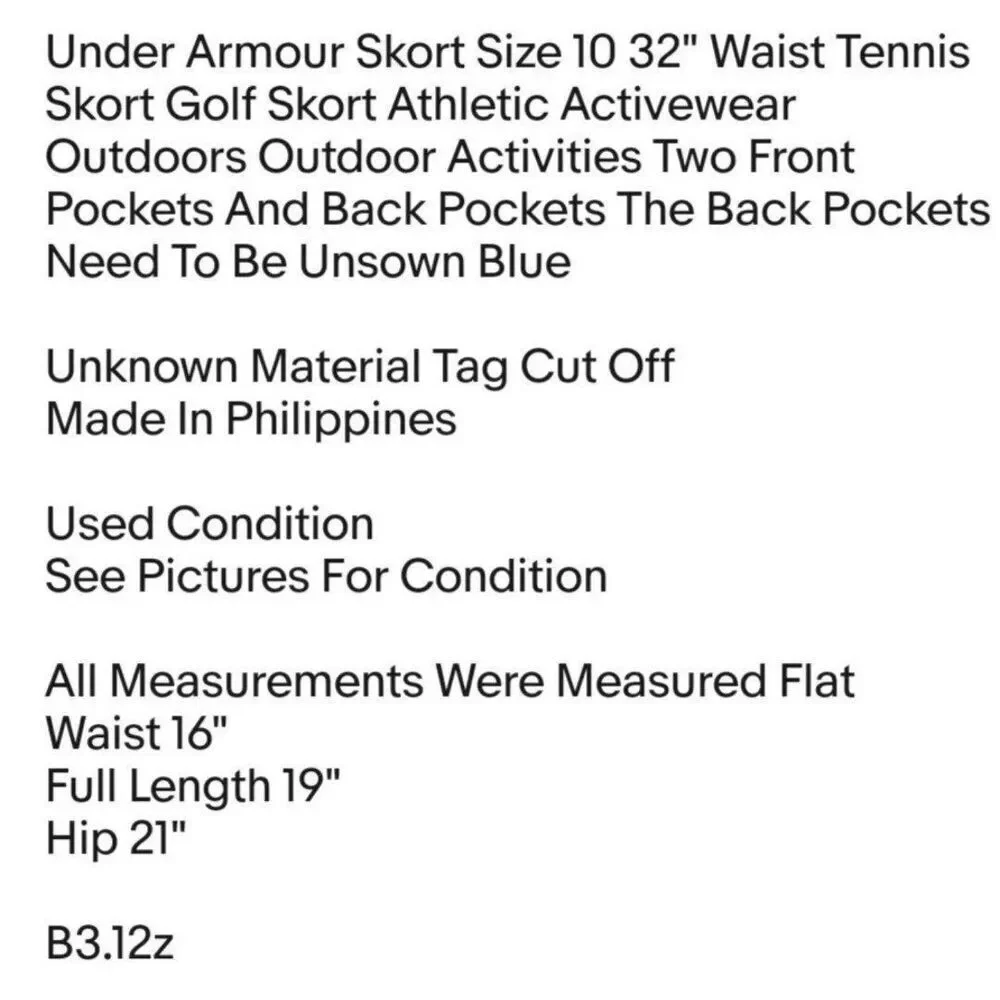 Under Armour Skort Size 10 32